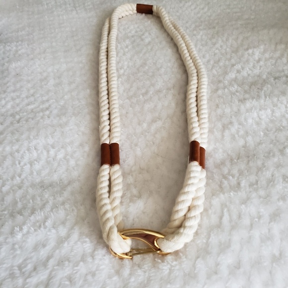 Twisted cream colored belt with tan size 34 - Picture 4 of 5